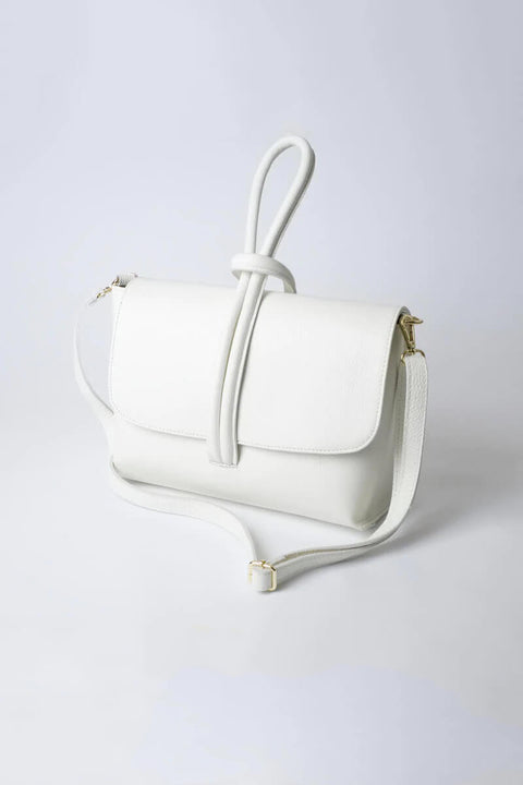 Leather Perugia Bag in White available at Mildred Hoit in Palm Beach. 