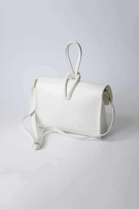 Back of Leather Perugia Bag in White available at Mildred Hoit in Palm Beach.