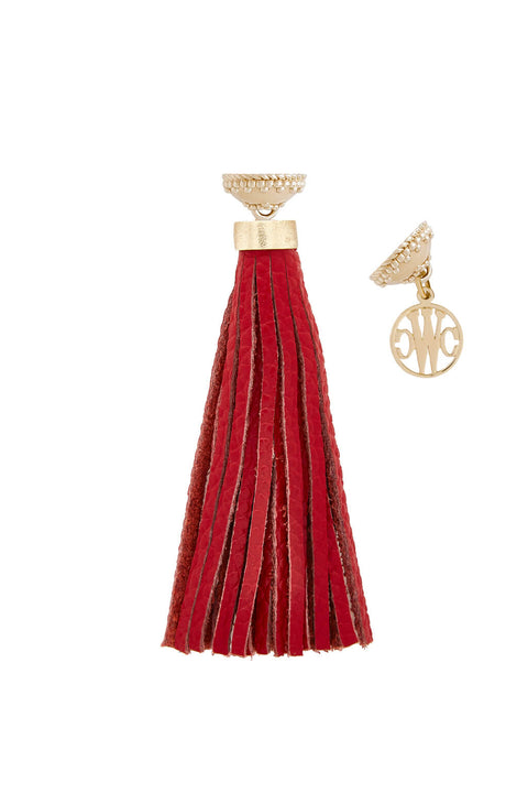 Clara Williams Baja Red Leather Tassel available at Mildred Hoit in Palm Beach.
