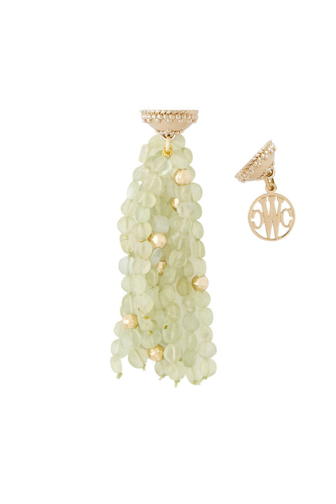 Clara Williams Helen Prehnite and Gold Tassel available at Mildred Hoit.