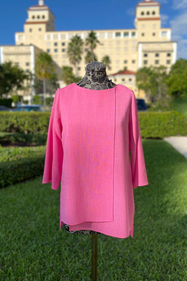 Emmelle Layered Front Microlinen Tunic - Pink