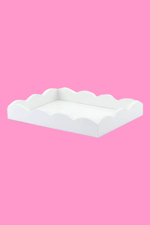 Small White Scalloped Edge Tray available at Mildred Hoit in Palm Beach.