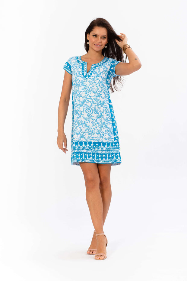 Sulu Vienna Dress in French Blue and White available at Mildred Hoit in Palm Beach.