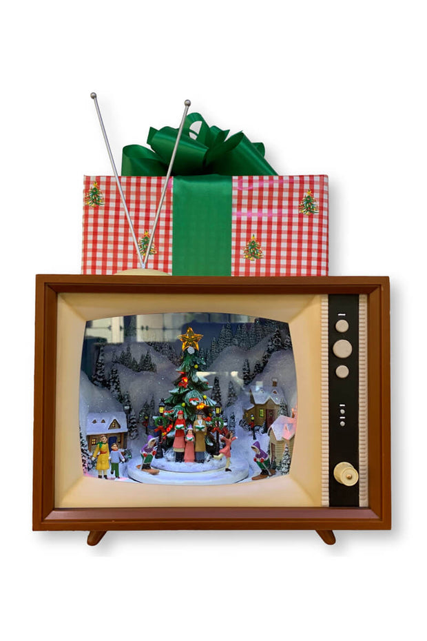 Vintage TV with Winter Scene with Lighted Display