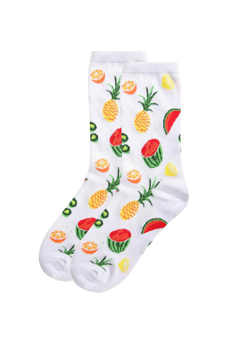 Women's Tropical Fruit and Vegetable Crew Socks - Mildred Hoit