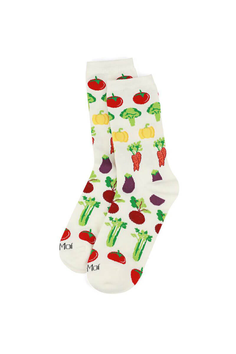 Women's Tropical Fruit and Vegetable Crew Socks - Mildred Hoit