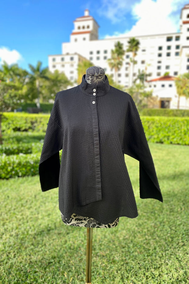 Yacco Maricard Asymmetrical Cotton Blouse in Black