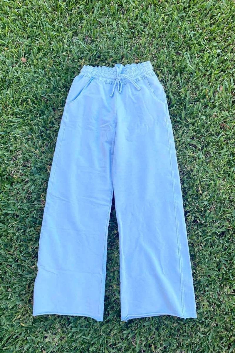 Blue Pima Cotton Drawstring Pants - Mildred Hoit