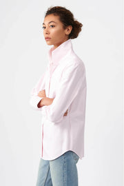 Ginna Box Pleat Shirt in Pink Herringbone available at Mildred Hoit in Palm Beach.