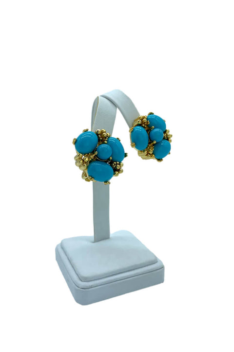 Kenneth Jay Lane Turquoise Cluster Earring available at Mildred Hoit in Palm Beach.