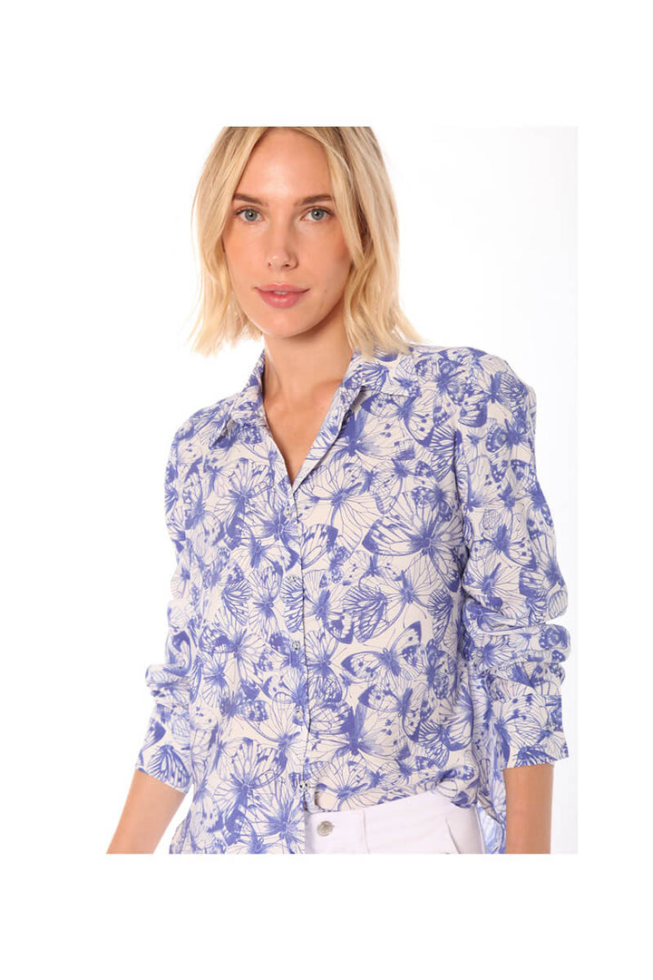 Gaby Shirt in Blue Butterfly - Mildred Hoit