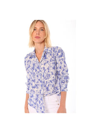 Vilagallo Gaby Shirt in Blue Butterfly available at Mildred Hoit. 