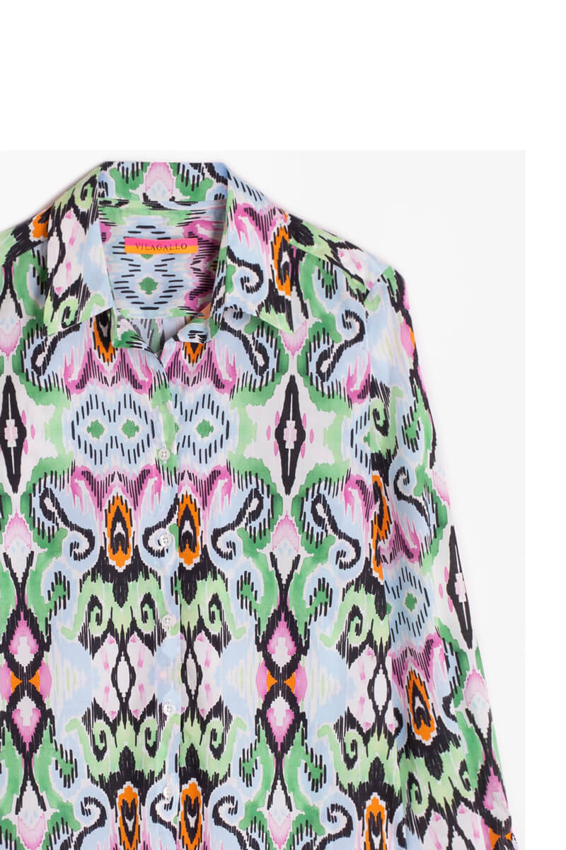 Gaby Ikat Shirt in Watercolor - Mildred Hoit