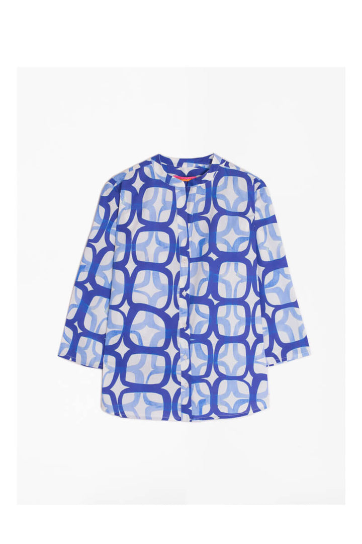 Juliet Art Print Shirt in Deep Blue - Mildred Hoit