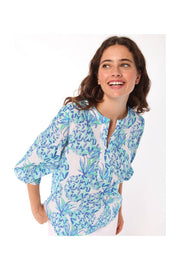 Kaya Blue Pineapple Blouse available at Mildred Hoit in Palm Beach.